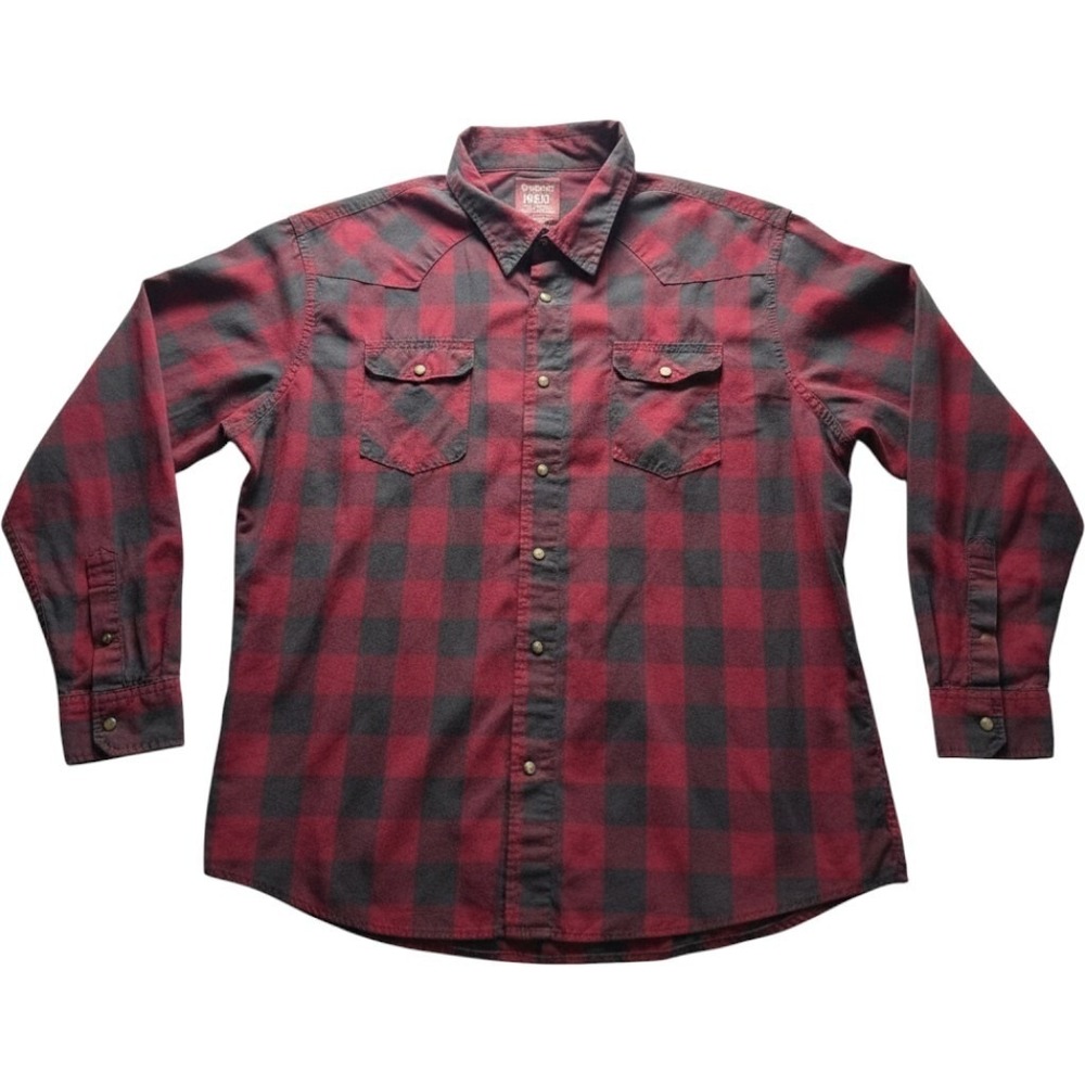 Wrangler Shirt Mens 2XL Red Plaid Long Sleeve Flannel Western Snap Pockets